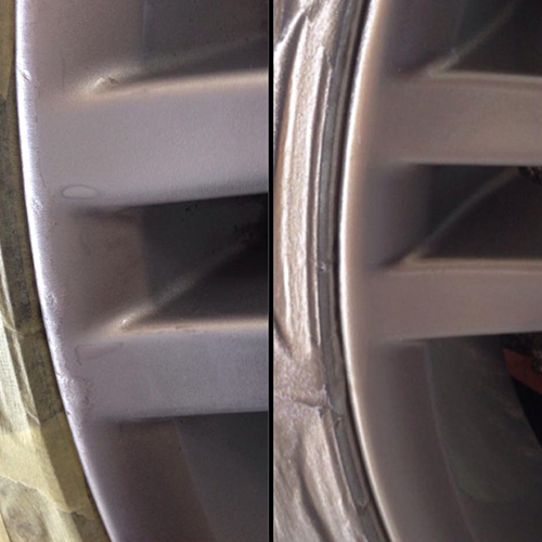 Alloy wheel damage repair before and after