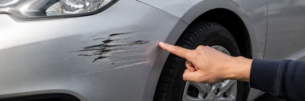 A comparison showing a peeling DIY car paint repair versus a smooth, multi-layered professional car scratch repair finish.